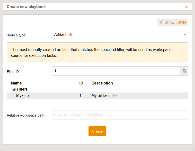 test.guide Release 1.176.0 Gespeicherte Artefaktfilter können als Workspace-Quelle von Playbooks 