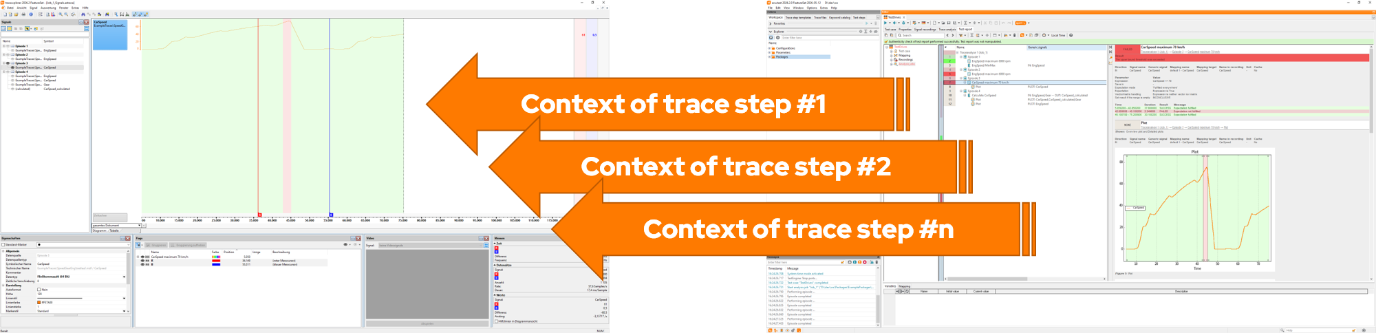 ecu.test Release 2026.2, Kontext von Traceschritten aus Reports im trace.xplorer aktualisieren